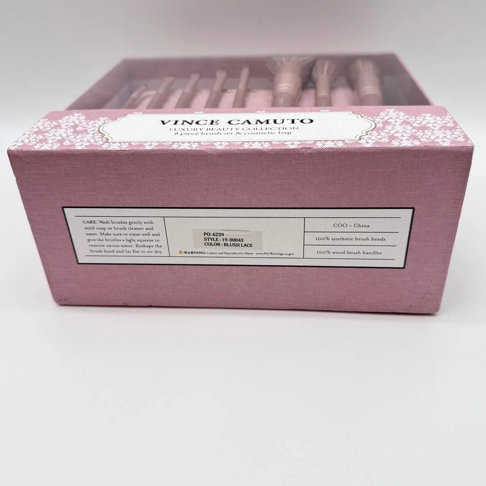 Vince Camuto Makeup Brush Set Womens OS Blush Lace Luxury 8pc Beauty Collection
